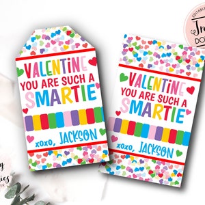 Tag di San Valentino Smartie modificabile stampabile, biglietto di San Valentino per bambini, biglietti di San Valentino per la scuola, biglietto di San Valentino caramelle, San Valentino stampabile