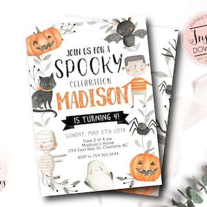 Halloween  Birthday Party Invite, Pumpkin Birthday, Our little Pumpkin, First Birthday Invitation, Second Birthday, Fall Birthday Invite