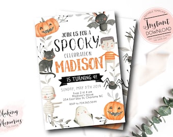 Halloween  Birthday Party Invite, Pumpkin Birthday, Our little Pumpkin, First Birthday Invitation, Second Birthday, Fall Birthday Invite