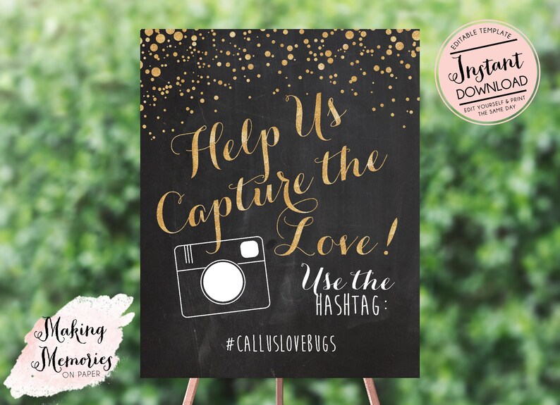 Hashtag Glitter Wedding hashtag sign printable chalkboard If Etsy