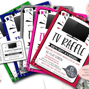 TV Raffle Ticket Fundraiser Flyer, TV Raffle Fundraiser Vorlage, Sport Fundraiser, pt pta Church School Charity, TV Raffle Tickets