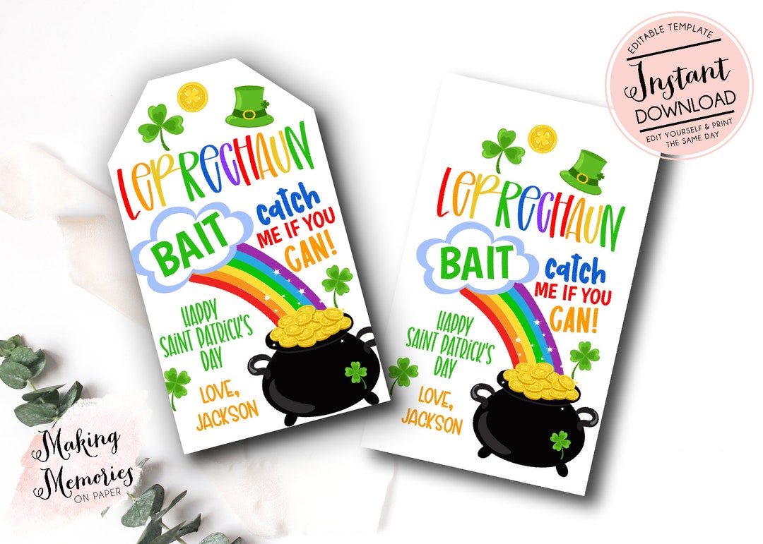 Leprechaun Bait Favor Tag Pot of Gold Bait Favor Tag St