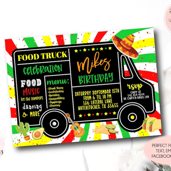 Taco Truck Flyer Etsy