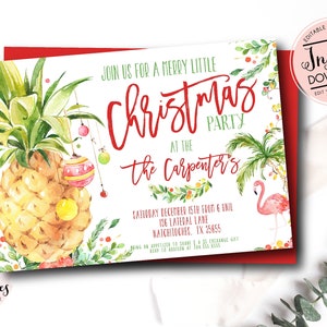 Tropical Christmas Invitation, Pineapple Christmas Invite, Tropical Christmas fun, Holiday Party, Christmas Party invite, Christmas in July