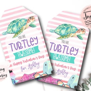 Schildkröte Valentinstag, Editierbare Schule Valentinstag, Druckbare VSCO Valentines, You are Turtley Awesome, Kinder Valentinstag, Sofortiger Download