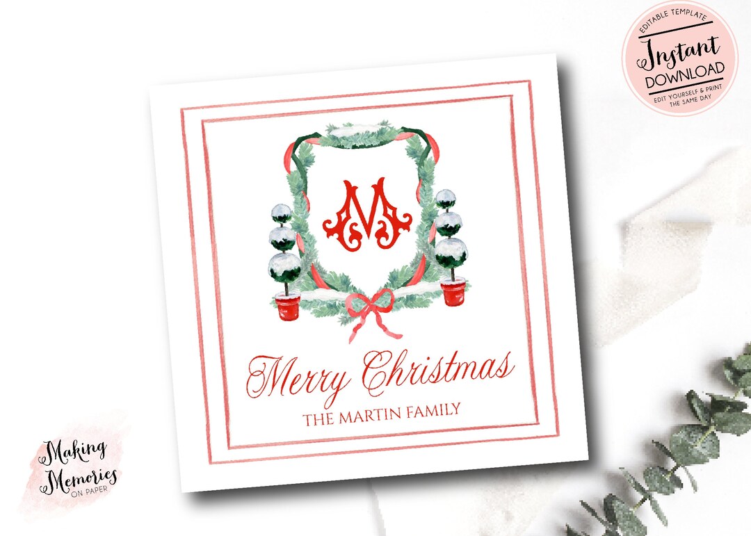 Christmas Enclosure Card Christmas Calling Card Personalized Etsy