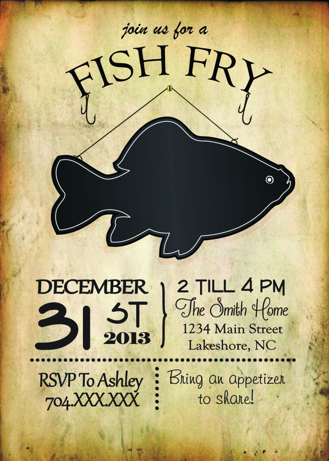 Fish Fry Invitation Printable Party Invitation fish fry Etsy