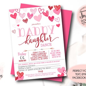 Valentines Day Daddy Daughter Dance Flyer, School Dance Invite, Editable Valentine Dance Invitation, Valentine Fundraiser, Valentine Flyer