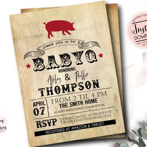 BBQ Baby Shower Invitation, Girl Picnic Baby Shower, BaByQ Baby Shower Invitation, Baby-Q Invitation, Baby Shower Invitation, Digital File