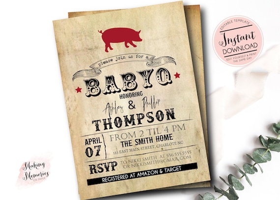 BBQ Baby Shower Invitation, Girl Picnic Baby Shower, BaByQ Baby Shower Invitation, Baby-Q Invitation, Baby Shower Invitation, Digital File