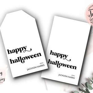 Happy Halloween Favor Tags, Personalized Halloween Tags, School Halloween Printable, Modern Trick or Treat favor tag, iNSTANT DOWNLOAD