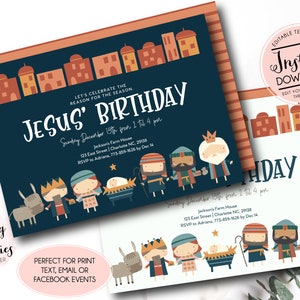 Nativity Invitation, Jesus Birthday party invitation, christmas church party invitation, Happy birthday jesus, Nativity Invite Edit yourself