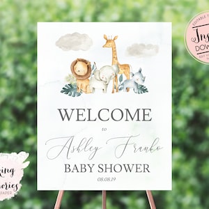 Safari Welcome Sign, Jungle baby shower Welcome Sign, vintage Safari Shower Welcome Sign, Edit yourself Instant Download , decorations