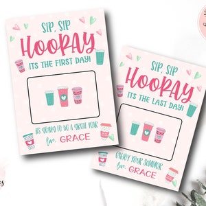 Sip Sip Hooray It&#39;s The First Day, First day Coffee Teacher Gift Card Holder, First Day of School Teacher gift, Back to School gift card