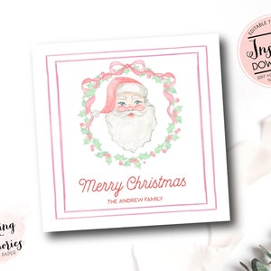 Christmas enclosure card, Santa Calling Card, Personalized Christmas Tag, Holiday Calling Card, Christmas Santa Stationery, Square Card