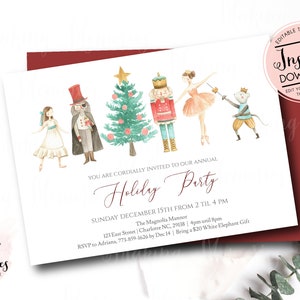 Nutcracker Invitation, Nutcracker Birthday Invitation, Nutcracker Christmas Party, Sugar Plum Fairy, Edit yourself instant download