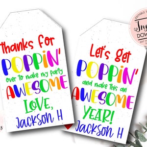 Pop it Favor tag, Poppin favor tag, Popcorn favor tag, Valentine Poppin Label,  School Gift, staff, pto, pta, editable template, popcorn