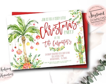 Tropical Christmas Invitation, Pineapple Christmas fun Invite, Tropical Christmas, Holiday Party, Christmas Party invite, Christmas in July