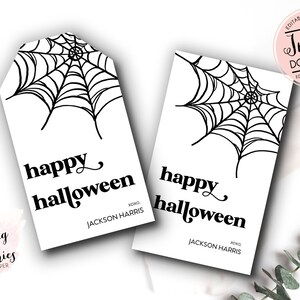 Printable Halloween Favor Tags, Personalized Halloween Tags, Halloween Printable, Spider web Trick or Treat favor tag, iNSTANT DOWNLOAD