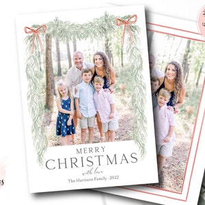 Garland Photo Christmas Card, Grandmillenial Christmas Card, Photo Christmas Card, Holiday Cards, Heirloom Southern Christmas