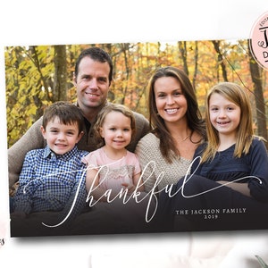 Thanksgiving Photo Card Template, Thankful photo card, Fall Photo Card, Printable Thanksgiving Greeting Card, Holiday Photo Card Editable