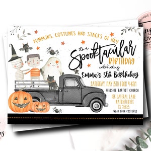 Halloween birthday invitation, Hayride Birthday party, Halloween Birthday Party Invite, Halloween Party Invitation, instant editable parade