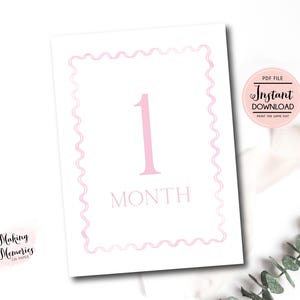 Cartes d'étape mensuelles fille, cartes d'étape mensuelles de petite fille, cartes d'étape roses, téléchargement immédiat, cartes d'étape minimalistes