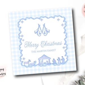 Christelijke bijsluiter, geboortekaartje kerstmis, gepersonaliseerde zuidelijke kerstkaart, kerstkrans, label baby Jezus