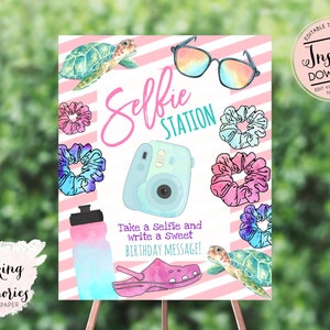 VSCO Selfie Sign, VSCO girl birthday Party, VSCO Girl Party Sign, 90&#39;s girl birthday,  vsco Scrunchie sign, Tween, Editable instant