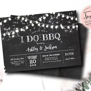 I DO BBQ  Invitation, I do BBq Shower, Couples shower, Lights Vintage Chalk Board Printable Party Invitation
