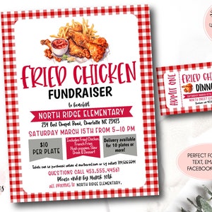 Brathähnchen Abendessen Fundraiser Flyer, bearbeitbare Hühnchen Fundraiser Einladung, pt pta Church School Charity, Brathähnchen Benefiz Vorlage