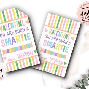 Tag di San Valentino Smartie modificabile stampabile, biglietto di San Valentino per bambini, biglietti di San Valentino per la scuola, biglietto di San Valentino caramelle, San Valentino stampabile