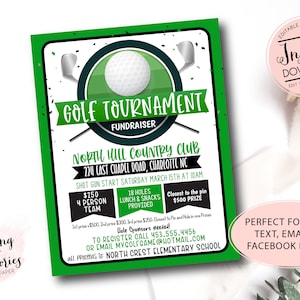 Golf tournament Fundraiser Flyer, Editable Golf Tournament Template, pto church School Charity Fundraiser, golf tournament Advertisement