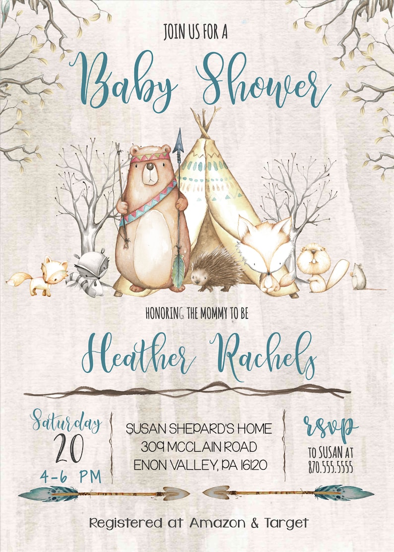Boy woodland Baby Shower Invitation kit woodland Invitation Etsy