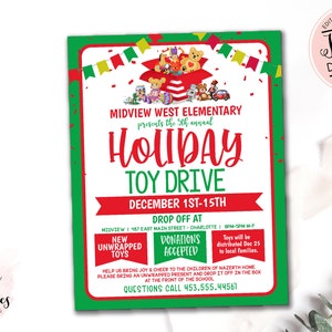 Toy Drive Flyer, Holiday Toy Drive Template, Editable Toy Drive, Holiday Charity Event Flyer, School Toy Drive, Community Toy Drive Flyer