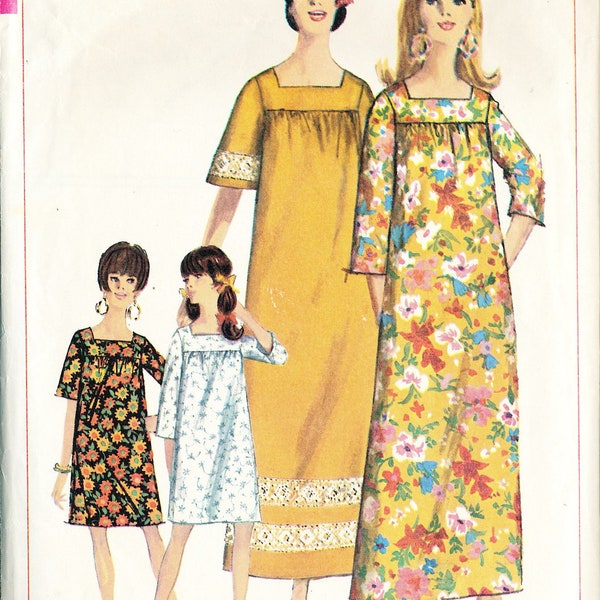 Simplicity 6792 Retro Muu Muu Shift Dress Pattern Bust 34-36" Misses Sz 14 - 16