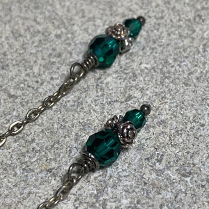 emerald Swarovski crystal and sterling silver dangling earrings image 6