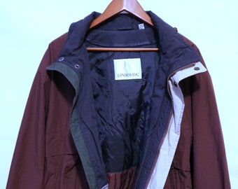 Vintage 80s 90s London Fog Maroon Oversized Street Wear Coat