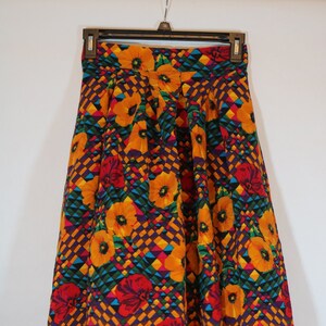 Vintage 80s 90s Abstract Floral Print Mid Length Skirt