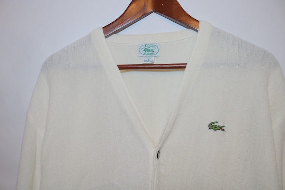 Vintage 70s Cream Izod Lacoste Knit Cardigan Swea… - image 2