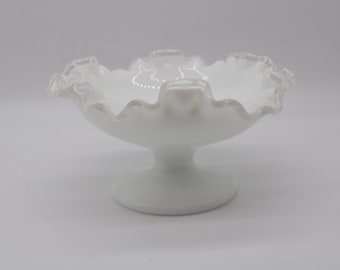 Vintage White Fenton Silver Crest Dish