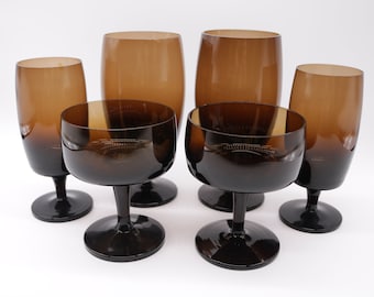 Vintage Brown Glass Cups Cocktail Glasses