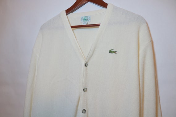 Vintage 70s Cream Izod Lacoste Knit Cardigan Swea… - image 1