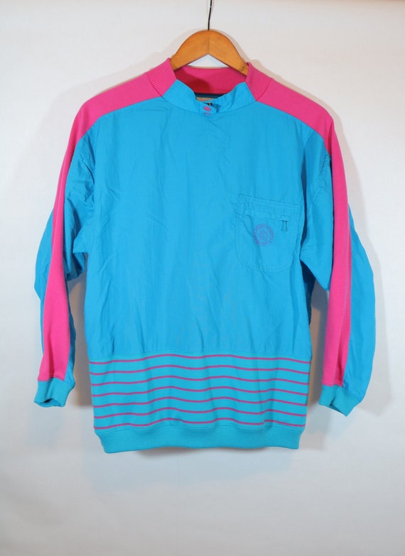 Vintage 80s Greenline Sports Neon Pink Blue Windbr