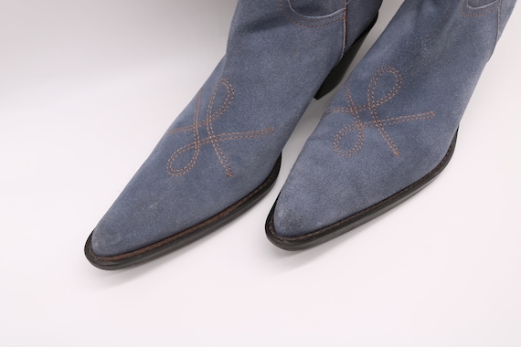 Vintage Style Franco Sarto Blue Suede Boots Size … - image 5
