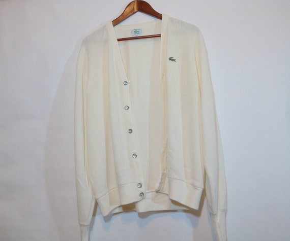 Vintage 70s Cream Izod Lacoste Knit Cardigan Swea… - image 3