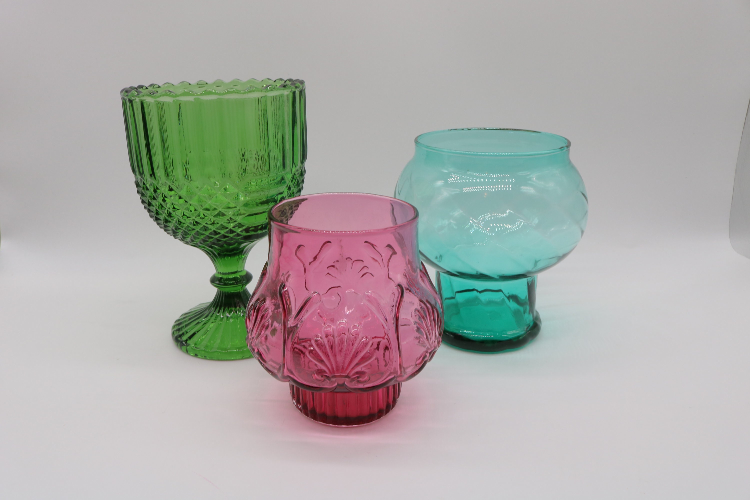 Vintage Colored Decorative Glass Jars Vases Lot Etsy