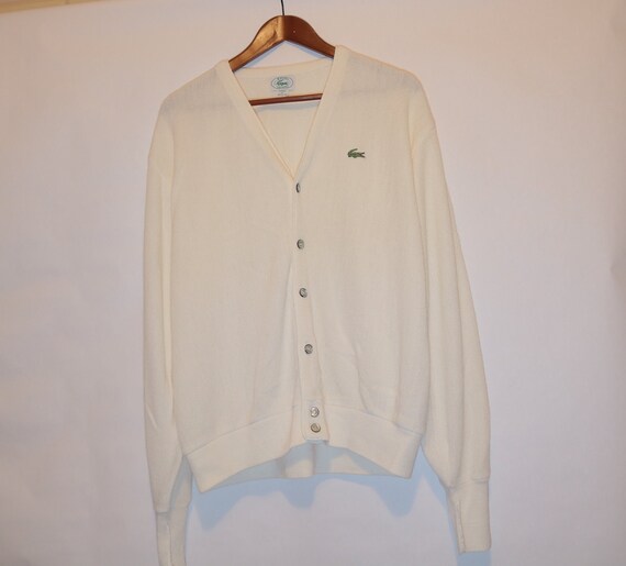 Vintage 70s Cream Izod Lacoste Knit Cardigan Swea… - image 4