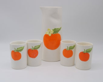 Vintage MCM Holt Howard Ceramic Orange Juice Pitcher and Cups