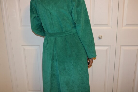 Vintage 80s Green Suede Long Coat - image 5